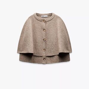 Zara Women's Tan Cape with Button Accents